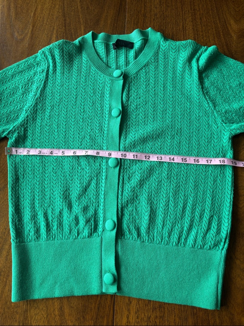 Zara Green Short-Sleeve Button-Front Cardigan - Picture 2 of 5